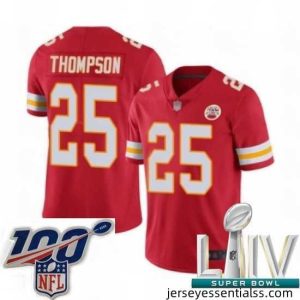2020 Super Bowl LIV Kansas City Chiefs #25 Darwin Thompson Red Team Color Vapor Untouchable Limited Player Football Jersey