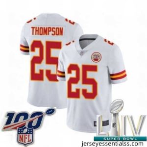 2020 Super Bowl LIV Kansas City Chiefs #25 Darwin Thompson White Vapor Untouchable Limited Player Football Jersey