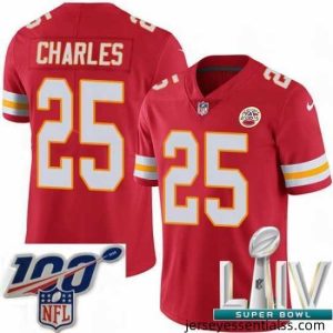 2020 Super Bowl LIV Kansas City Chiefs #25 Jamaal Charles Red Team Color Vapor Untouchable Limited Player Football Jersey