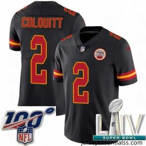 2020 Super Bowl LIV Nike Kansas City Chiefs #2 Dustin Colquitt Limited Black Rush Vapor Untouchable NFL Jersey