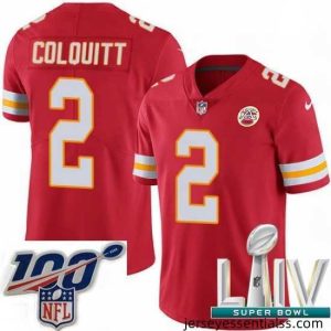 2020 Super Bowl LIV Nike Kansas City Chiefs #2 Dustin Colquitt Red Team Color Vapor Untouchable Limited Player NFL Jersey