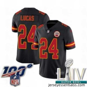 2020 Super Bowl LIV Nike Kansas City Chiefs #24 Jordan Lucas Limited Black Rush Vapor Untouchable NFL Jersey