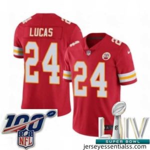 2020 Super Bowl LIV Nike Kansas City Chiefs #24 Jordan Lucas Red Team Color Vapor Untouchable Limited Player NFL Jersey