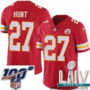 2020 Super Bowl LIV Nike Kansas City Chiefs #27 Kareem Hunt Red Team Color Vapor Untouchable Limited Player NFL Jersey