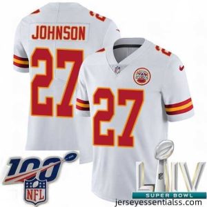 2020 Super Bowl LIV Nike Kansas City Chiefs #27 Larry Johnson White Vapor Untouchable Limited Player NFL Jersey