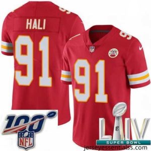 2020 Super Bowl LIV Nike Kansas City Chiefs #91 Tamba Hali Red Team Color Vapor Untouchable Limited Player NFL Jersey