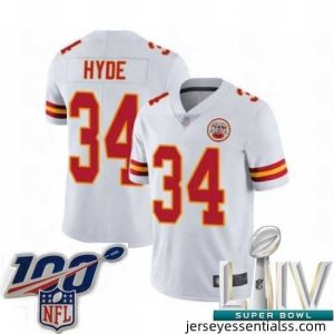 2020 Super Bowl LIV Kansas City Chiefs #34 Carlos Hyde White Vapor Untouchable Limited Player Football Jersey
