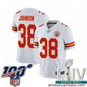 2020 Super Bowl LIV Kansas City Chiefs #38 Dontae Johnson White Vapor Untouchable Limited Player Football Jersey