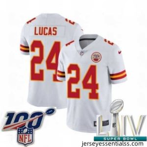 2020 Super Bowl LIV Nike Kansas City Chiefs #24 Jordan Lucas White Vapor Untouchable Limited Player NFL Jersey