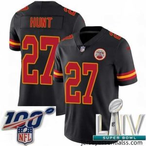 2020 Super Bowl LIV Nike Kansas City Chiefs #27 Kareem Hunt Limited Black Rush Vapor Untouchable NFL Jersey