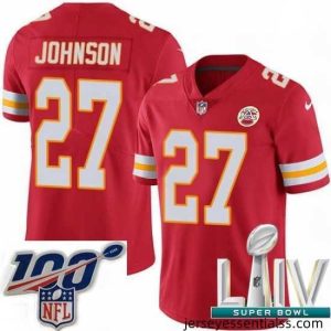 2020 Super Bowl LIV Nike Kansas City Chiefs #27 Larry Johnson Red Team Color Vapor Untouchable Limited Player NFL Jersey