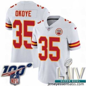 2020 Super Bowl LIV Nike Kansas City Chiefs #35 Christian Okoye White Vapor Untouchable Limited Player NFL Jersey
