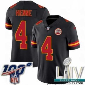 2020 Super Bowl LIV Nike Kansas City Chiefs #4 Chad Henne Limited Black Rush Vapor Untouchable NFL Jersey