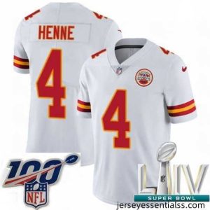 2020 Super Bowl LIV Nike Kansas City Chiefs #4 Chad Henne White Vapor Untouchable Limited Player NFL Jersey