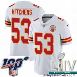 2020 Super Bowl LIV Nike Kansas City Chiefs #53 Anthony Hitchens White Vapor Untouchable Limited Player NFL Jersey