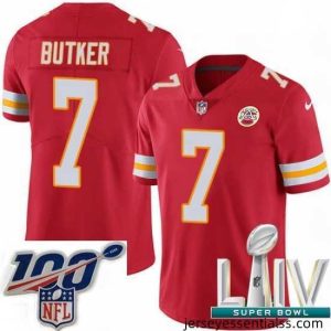 2020 Super Bowl LIV Nike Kansas City Chiefs #7 Harrison Butker Red Team Color Vapor Untouchable Limited Player NFL Jersey