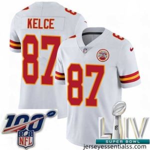 2020 Super Bowl LIV Nike Kansas City Chiefs #87 Travis Kelce White Vapor Untouchable Limited Player NFL Jersey