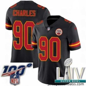 2020 Super Bowl LIV Nike Kansas City Chiefs #90 Stefan Charles Limited Black Rush Vapor Untouchable NFL Jersey