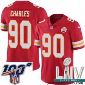 2020 Super Bowl LIV Nike Kansas City Chiefs #90 Stefan Charles Red Team Color Vapor Untouchable Limited Player NFL Jersey