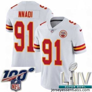 2020 Super Bowl LIV Nike Kansas City Chiefs #91 Derrick Nnadi White Vapor Untouchable Limited Player NFL Jersey