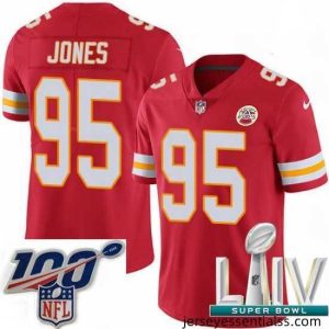2020 Super Bowl LIV Nike Kansas City Chiefs #95 Chris Jones Red Team Color Vapor Untouchable Limited Player NFL Jersey