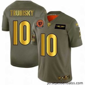 Bears 10 Mitchell Trubisky Camo Gold Stitched Football Limited 2019 Salute To Service Jersey