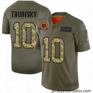 Bears 10 Mitchell Trubisky Olive Camo Stitched Football Limited 2019 Salute To Service Jersey