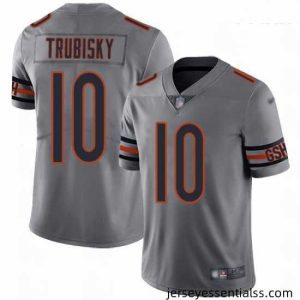 Bears #10 Mitchell Trubisky Silver Stitched Football Limited Inverted Legend Jersey
