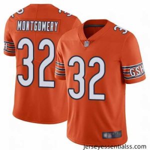 Bears 32 David Montgomery Orange Stitched Football Limited Rush Jersey