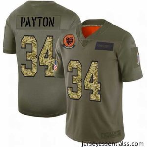 Bears 34 Walter Payton Olive Camo Stitched Football Limited 2019 Salute To Service Jersey