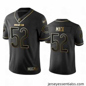 Bears 52 Khalil Mack Black Stitched Football Limited Golden Edition Jersey
