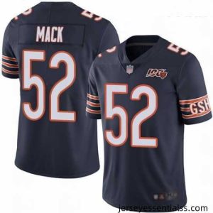 Bears #52 Khalil Mack Navy Blue Team Color Stitched Football 100th Season Vapor Limited Jersey