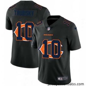 Chicago Bears 10 Mitchell Trubisky Nike Team Logo Dual Overlap Limited NFL Jersey Black