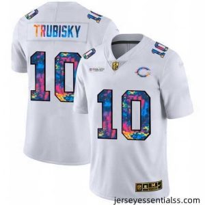 Chicago Bears 10 Mitchell Trubisky White Nike Multi Color 2020 NFL Crucial Catch Limited NFL Jersey