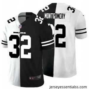 Chicago Bears 32 David Montgomery Black V White Peace Split Nike Vapor Untouchable Limited NFL Jersey