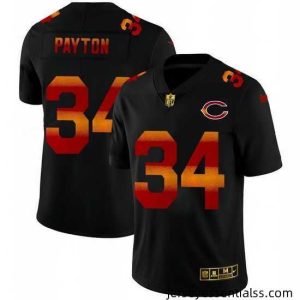 Chicago Bears 34 Walter Payton Black Nike Red Orange Stripe Vapor Limited NFL Jersey