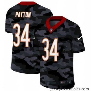 Chicago Bears 34 Walter Payton Nike 2020 Black CAMO Vapor Untouchable Limited Stitched NFL Jersey