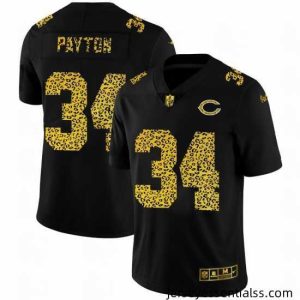 Chicago Bears 34 Walter Payton Nike Leopard Print Fashion Vapor Limited NFL Jersey Black