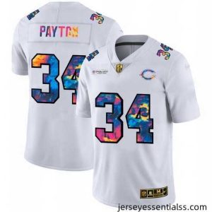 Chicago Bears 34 Walter Payton White Nike Multi Color 2020 NFL Crucial Catch Limited NFL Jersey