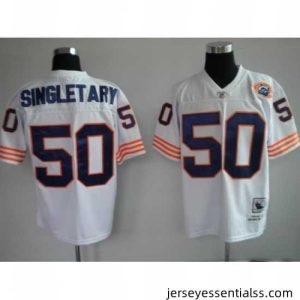 Chicago Bears 50 Singletary white throwback Jerseys