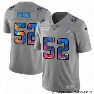 Chicago Bears 52 Khalil Mack Nike Multi Color 2020 NFL Crucial Catch NFL Jersey Greyheather