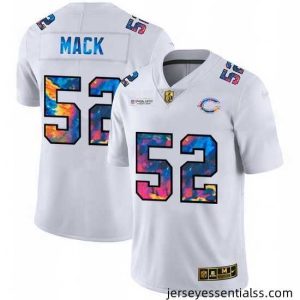 Chicago Bears 52 Khalil Mack White Nike Multi Color 2020 NFL Crucial Catch Limited NFL Jersey
