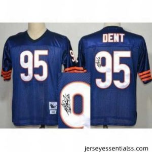 Chicago Bears 95 Richard Dent Blue Throwback M&N Signed NFL Jerseys