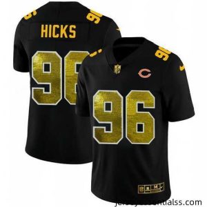Chicago Bears 96 Akiem Hicks Black Nike Golden Sequin Vapor Limited NFL Jersey