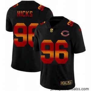 Chicago Bears 96 Akiem Hicks Black Nike Red Orange Stripe Vapor Limited NFL Jersey