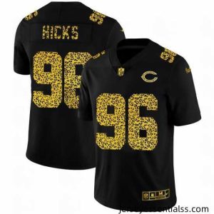 Chicago Bears 96 Akiem Hicks Nike Leopard Print Fashion Vapor Limited NFL Jersey Black