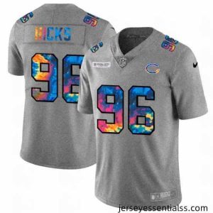 Chicago Bears 96 Akiem Hicks Nike Multi Color 2020 NFL Crucial Catch NFL Jersey Greyheather