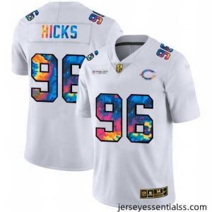 Chicago Bears 96 Akiem Hicks White Nike Multi Color 2020 NFL Crucial Catch Limited NFL Jersey
