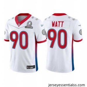 2022 NFL Pro Bowl Pittsburgh Steelers 90 T J Watt AFC White Jersey