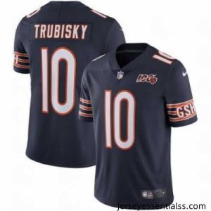 Bears 10 Trubisky Navy 100 Years 4XL Jersey